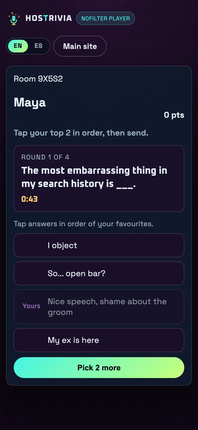 NoFilter on a phone: ranking the best answers