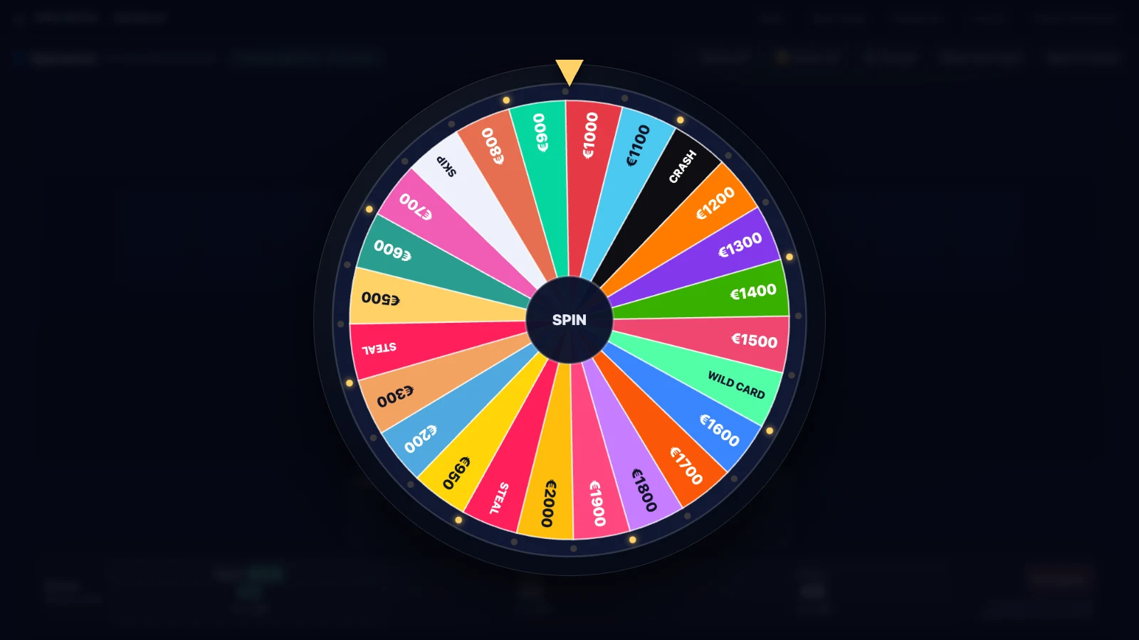 Spinword on the TV: the puzzle board with hidden letters, the wheel, and each player's bank